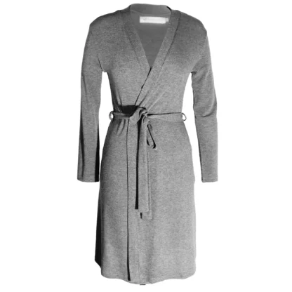 Grey Knitted Coat Front View