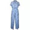 Semi Fitted Blue Floral Jumpsuit for women