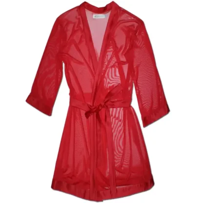 Red Negligee - Cover-up in Red Mesh, Front view