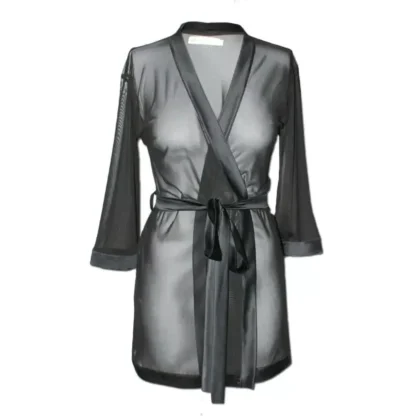 Negligee - Luxe Mesh Cover-up in Black Front view