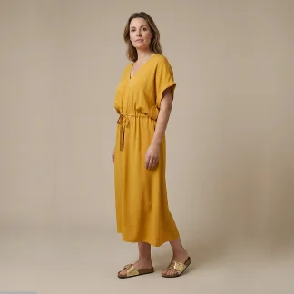 ochre kaftan dress
