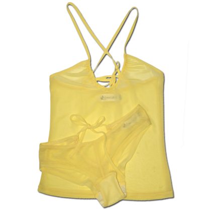 Yellow Peek a boo camisole set including top and panties