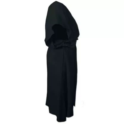 Side view of a black kaftan dress