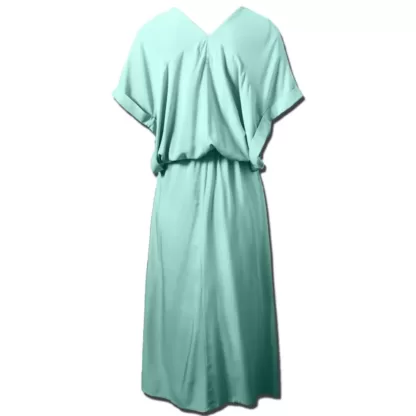 Back view of a Mint coloured Kaftan Dress with a pull tie waist
