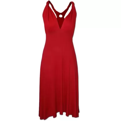 Red Grecian Dress with a flared skirt