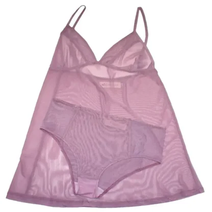 Mesh Underwear Set in Dusty Pink, Flat view