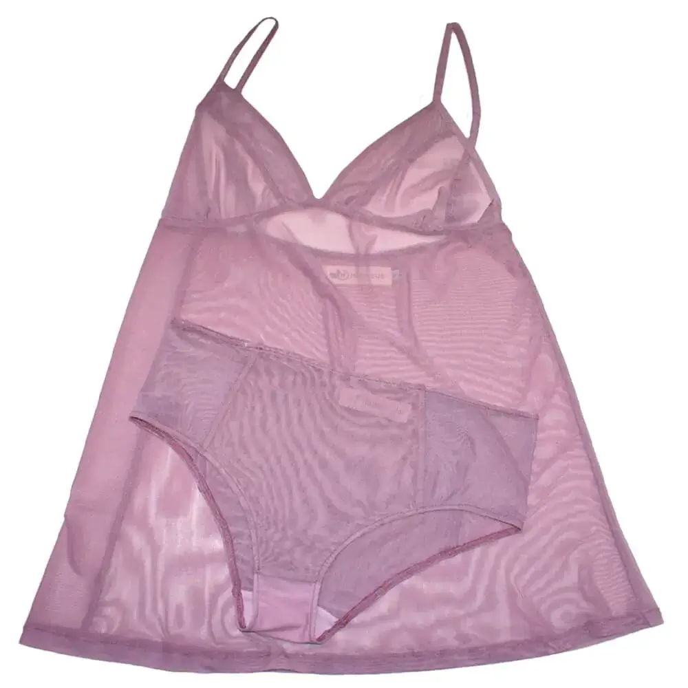 Mesh Underwear Set in Dusty Pink, Flat view