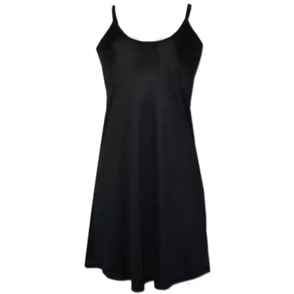 Black slip dress with spaghetti shoulder straps