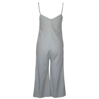Rear view of a Grey Linen Jumpsuit for women