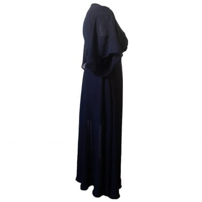 Side view of a Navy blue dress suitable for weddings and occasions