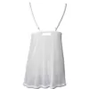 Rear view of a clear white Babydoll camisole