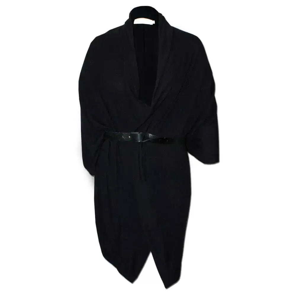 Asian inspired black cocoon cardigan with 3/4 long sleeves