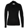 A semi-fitted black cowl neck jersey with long sleeves for women