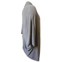 A cocoon style loose fitting knit cardigan in Grey Melange side view