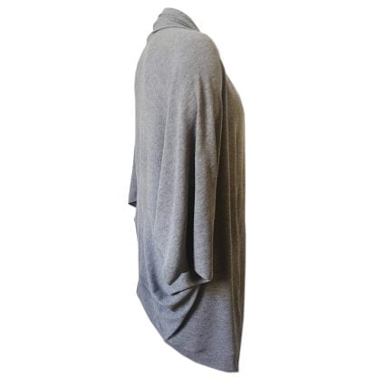 A cocoon style loose fitting knitted cardigan in Grey Melange side view
