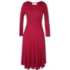 Nucleus wine dance dress with long sleeves and a fitted waist