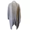 Grey melange cocoon cardigan styled with loose fitting sleeves