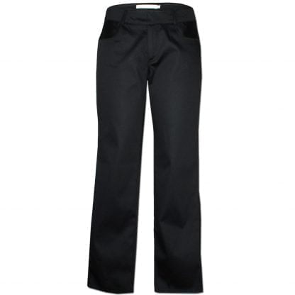 Stretch Cotton Black Chinos For Women with front side pockets