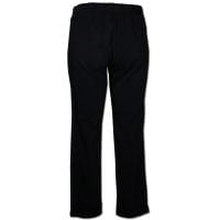 Jogger Chinos in Black made from a thick stretch fabric with an elasticated waist with pull tie. front pockets and a straight leg with a hem turn-up. Back view