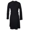 Nucleus Knit Coat in Black is a coat made from knit fabric that you can wrap around you using a belt tie. It reaches below the knee and has long sleeves. Back View