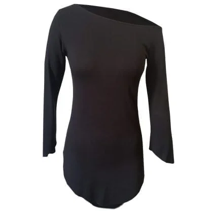 Black Solid Shoulder Straps Tops