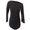 Black bare shoulder top with one side open and long sleeves