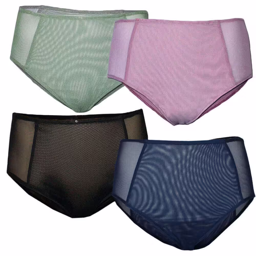 High Waisted Panties - set Black, Navy, Olive , Dusty Pink Front View