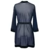 Rear view of a navy blue lingerie cover up gown