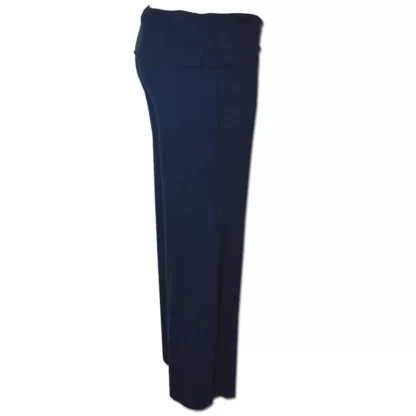 Side View of Women's easy wearing pull on pants in stretch knit for yoga and home