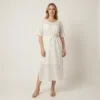 Nucleus Chloe Dress in Cream Front model