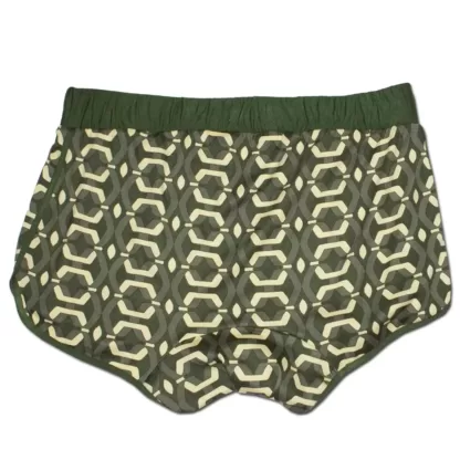 Stand Out with Unique Boxer Briefs for Men in Retro Green. Back View