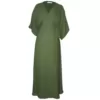 Nucleus Balcony Dress in Olive Green Chiffon. Front View