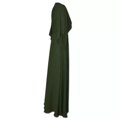 Nucleus Balcony Dress in Olive Green Chiffon. Side view