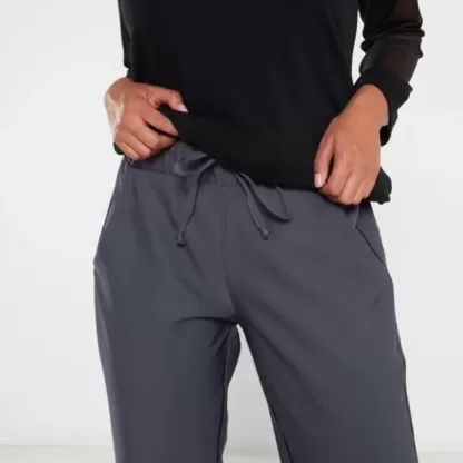 Get the Perfect Fit with Our Charcoal Jogger Chinos for Women - Plus Sizes Available! Model close-up