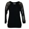 Stylish and Comfortable knitwear: Discover the Nucleus Raglan Knit Mesh Sleeve Sweater - Plus Sizes Available. Front View.