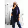 Navy Blue Knit Cocoon Cardigan, Model view