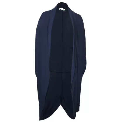 Navy Blue Knit Cocoon Cardigan, Front Open View