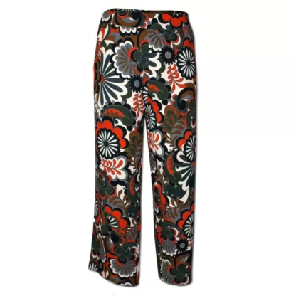 Tracksuit Pants in retro print: Orange and Green 70's Print Granny Tracksuit - Vibrant Retro Style for Unique Fashion Statements. Front pants view