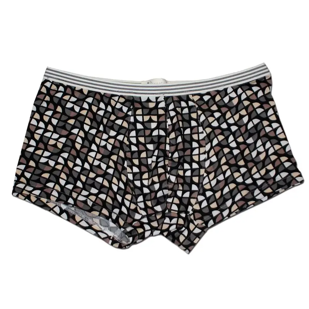 Nucleus Retro Black Circle Print Short Boxer Briefs, flat front image