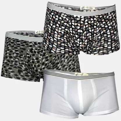 Multi-Pack Men's Boxer Briefs. Pack of 3. Retro Circle, White, Green Tiger, 3 pack Ghost view