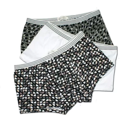 Multi-Pack Men's Boxer Briefs. Pack of 3. Retro Circle, White, Green Tiger, 3 pack Flat view