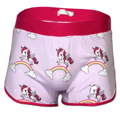 Unicorn Rainbow Boxer Briefs for men in pink. FrontView