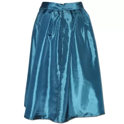 teal blue taffeta party skirt, back view