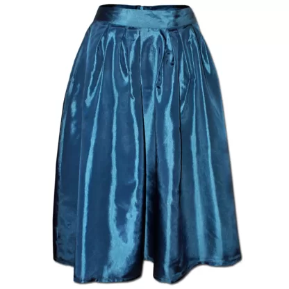 teal blue taffeta party skirt, front view