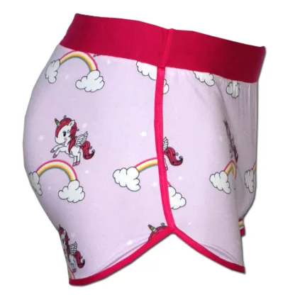 Unicorn Rainbow Boxer Briefs for men in pink. Side View