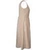 Sleeveless Summer Dress. The Tea Garden Dress in Sand. Linen, pockets fit and flare, side view