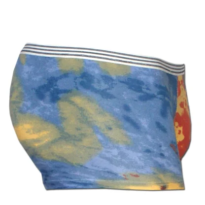 Tie Dye Boxer Briefs in Orange and Blue. side view
