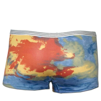 Tie Dye Boxer Briefs in Orange and Blue. back view