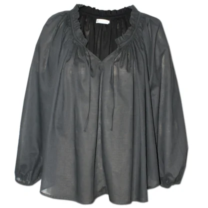Oversized Blouse - Nucleus Billow Blouse in Black , side view.