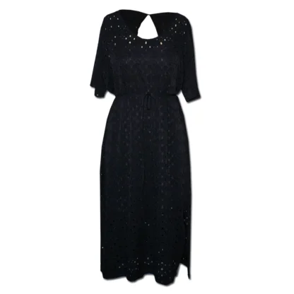 Chloe Black Anglaise Dress Front View tied,